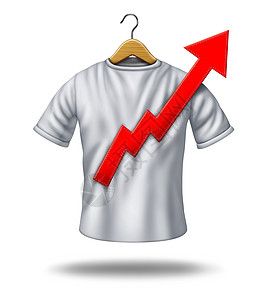 白色衬衫缝纫补丁个红色金融图表箭头时尚纺制造的象征图片素材